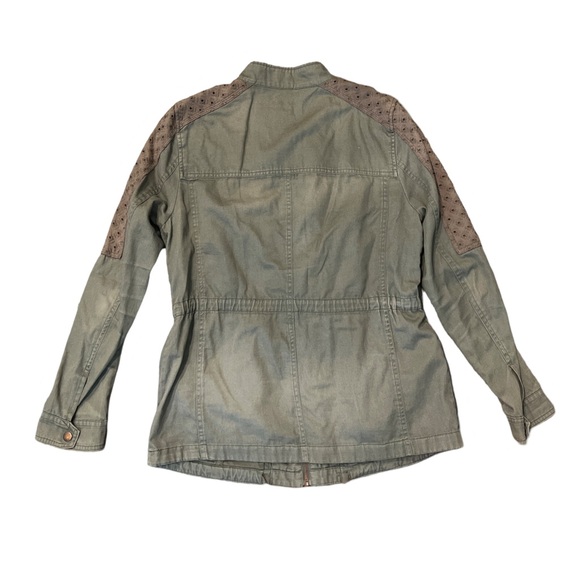 Francesca’s Jun & Ivy green and khaki/brown utility jacket SZ L - Picture 2 of 3
